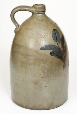 Extremely Rare A.L. HISSONG / HUNTINGDON, PA Stoneware Jug w/ Profuse Decoration, Stamped Three Times