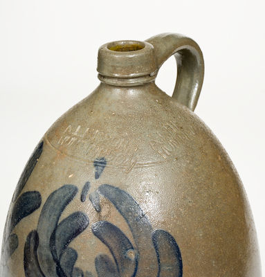 Extremely Rare A.L. HISSONG / HUNTINGDON, PA Stoneware Jug w/ Profuse Decoration, Stamped Three Times