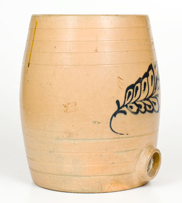 EDMANDS & CO. (Charlestown / Boston, MA) Stoneware Keg w/ Cobalt Leaf Decoration