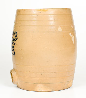 EDMANDS & CO. (Charlestown / Boston, MA) Stoneware Keg w/ Cobalt Leaf Decoration