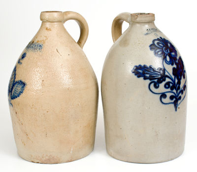 Two Cobalt-Decorated NY State Stoneware Jugs, third quarter 19th century