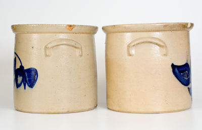 Pair of Three-Gallon N.A. WHITE & SON, / UTICA, N.Y. Stoneware Crocks