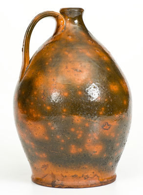 Fine New England Redware Jug,possibly North Shore, MA origin, early 19th century