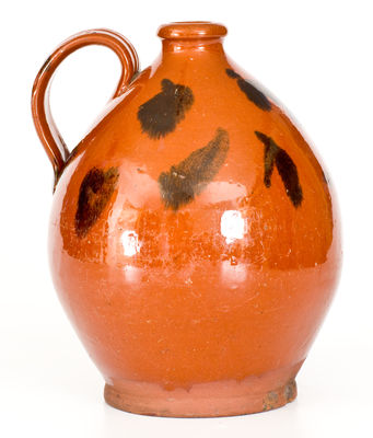 Manganese-Decorated Redware Jug, Norwalk, CT or Huntington, NY origin