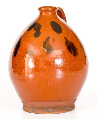 Manganese-Decorated Redware Jug, Norwalk, CT or Huntington, NY origin