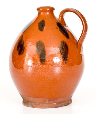 Manganese-Decorated Redware Jug, Norwalk, CT or Huntington, NY origin