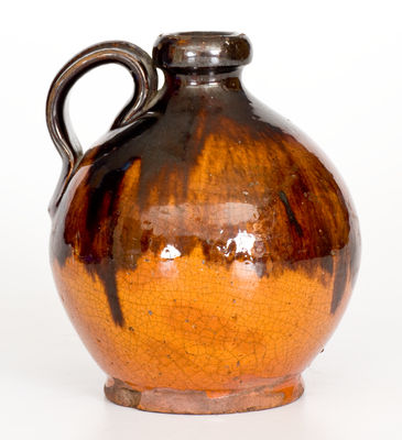 Fine New England Redware Jug, possibly Bristol County, MA, late 18th or early 19th century