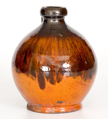 Fine New England Redware Jug, possibly Bristol County, MA, late 18th or early 19th century