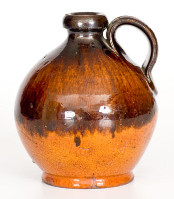 Fine New England Redware Jug, possibly Bristol County, MA, late 18th or early 19th century