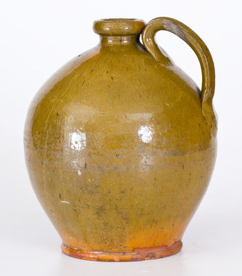 Glazed New England Redware Jug, second quarter 19th century