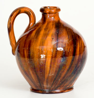 Fine Small-Sized Redware Jug w/ Manganese Decoration, probably Pennsylvania