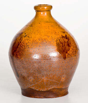 New England Redware Jug w/ Manganese Decoration, early to mid 19th century