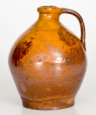 New England Redware Jug w/ Manganese Decoration, early to mid 19th century