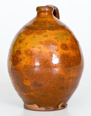 Fine Glazed New England Redware Jug, possibly North Shore, MA, early 19th century