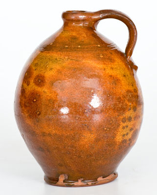 Fine Glazed New England Redware Jug, possibly North Shore, MA, early 19th century