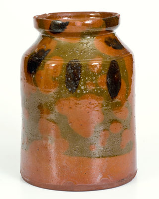 New England Redware Jar w/ Manganese Decoration, possibly North Shore, MA, early 19th century