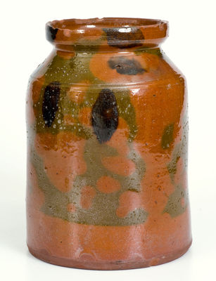 New England Redware Jar w/ Manganese Decoration, possibly North Shore, MA, early 19th century