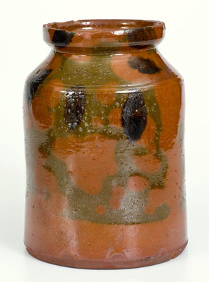 New England Redware Jar w/ Manganese Decoration, possibly North Shore, MA, early 19th century