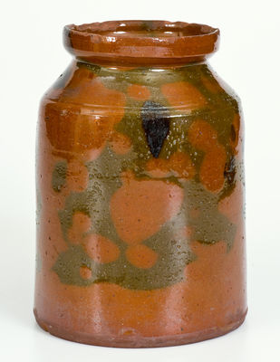 New England Redware Jar w/ Manganese Decoration, possibly North Shore, MA, early 19th century