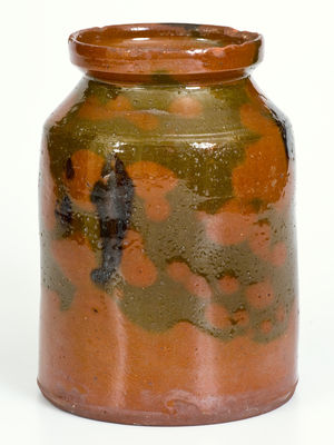 New England Redware Jar w/ Manganese Decoration, possibly North Shore, MA, early 19th century
