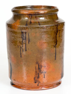 New England Redware Jar w/ Manganese Decoration, early to mid 19th century
