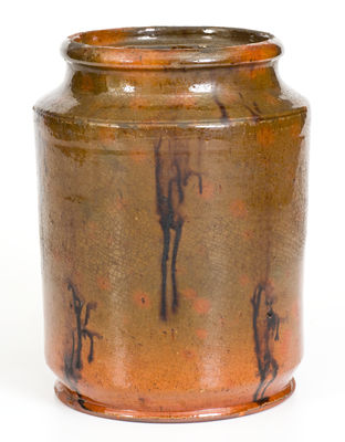 New England Redware Jar w/ Manganese Decoration, early to mid 19th century