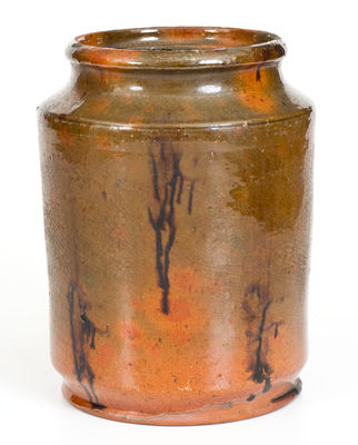 New England Redware Jar w/ Manganese Decoration, early to mid 19th century