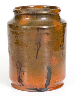 New England Redware Jar w/ Manganese Decoration, early to mid 19th century