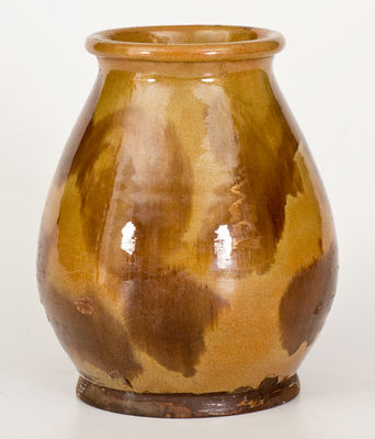 Fine Glazed Redware Stew Pot, probably Maine, late 18th or early 19th century