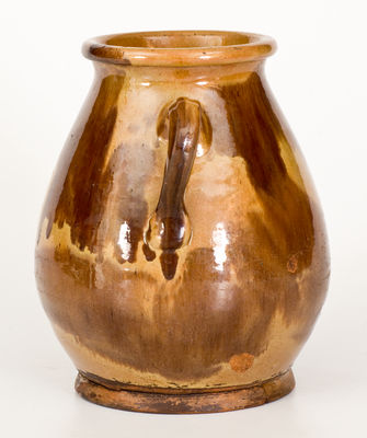 Fine Glazed Redware Stew Pot, probably Maine, late 18th or early 19th century