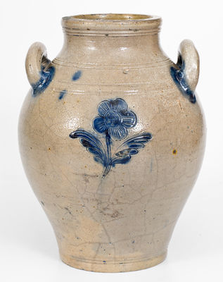 Attrib. Jonathan Fenton (Boston, Mass.) Stoneware Jar w/ Impressed Floral Decoration, late 18th century