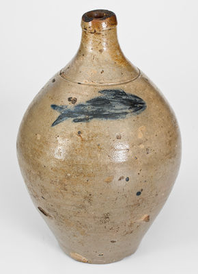 Attrib. Jonathan Fenton (Boston, Mass.) Stoneware Jug w/ Impressed Fish Decoration, late 18th century