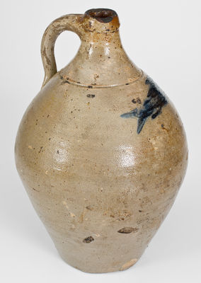 Attrib. Jonathan Fenton (Boston, Mass.) Stoneware Jug w/ Impressed Fish Decoration, late 18th century