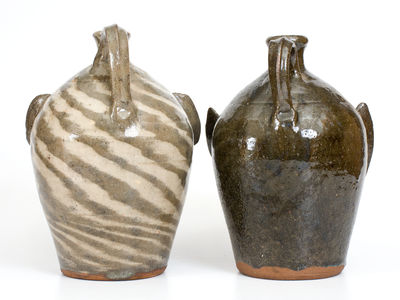 Two B.B. CRAIG / VALE, N.C. Alkaline-Glazed Stoneware Face Jugs