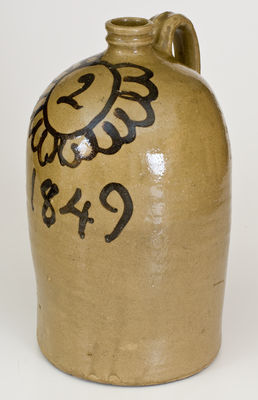 Rare and Fine attrib. Thomas Chandler and John Trapp (Edgefield District, SC) Stoneware Jug, 1849