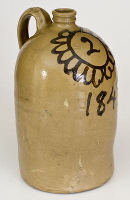 Rare and Fine attrib. Thomas Chandler and John Trapp (Edgefield District, SC) Stoneware Jug, 1849