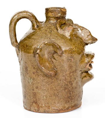 Exceptional Edgefield District, SC Stoneware Face Jug, Lewis Miles  Stony Bluff Manufactory