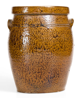 Exceedingly Rare Alkaline-Glazed Jar w/ Incised Native American Figure, possibly J. S. Nash / Milligan Frazier, Marion County, Texas