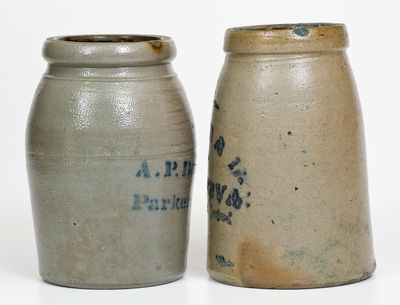 Lot of Two: Cobalt-Stenciled Stoneware Canning Jars, Western PA and West Virginia