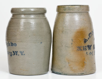 Lot of Two: Cobalt-Stenciled Stoneware Canning Jars, Western PA and West Virginia