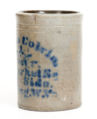 Cobalt-Decorated Stoneware Canning Jar w/ Wheeling, West Virginia Advertising