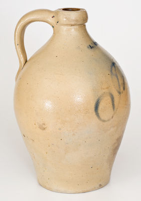 Rare LYONS (New York) Stoneware Jug Inscribed "Jugs," Thompson Harrington, c1852
