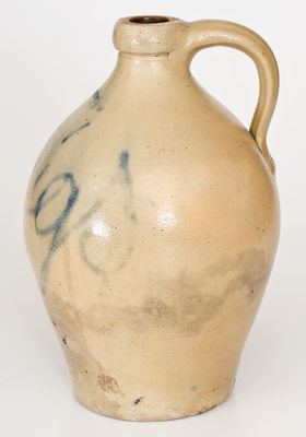 Rare LYONS (New York) Stoneware Jug Inscribed "Jugs," Thompson Harrington, c1852
