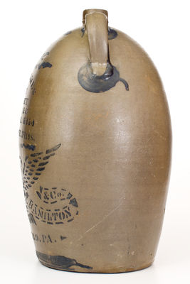 Exceptional Five-Gallon Double-Handled Jug w/ Eagle Motif by James Hamilton for W.H. HOLMES / RYE WHISKEY (Pittsburgh)