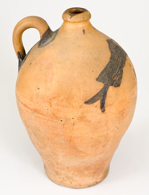 Outstanding Stoneware Jug w/ Elaborate Incised Fish Decoration, c1820-30