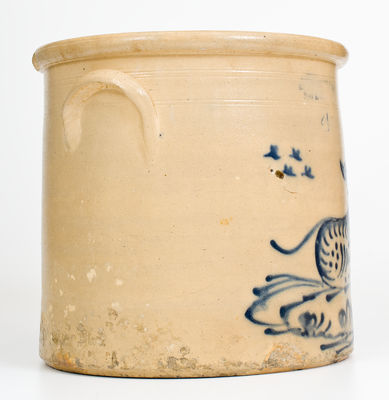 Exceptional HAXSTUN, OTTMAN & CO. / FORT EDWARD, NY Stoneware Crock w/ Elaborate Dog Design