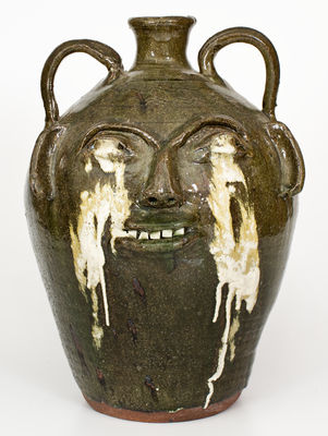 Outstanding Burlon B. Craig, Vale, North Carolina Stoneware "Weeping Eye" Face Jug
