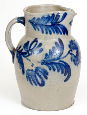 Fine Half-Gallon Baltimore Stoneware Pitcher with Elaborate Decoration, c1840