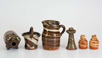 Six Pieces of Burlon B. Craig, Vale, NC Alkaline-Glazed Stoneware