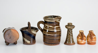 Six Pieces of Burlon B. Craig, Vale, NC Alkaline-Glazed Stoneware